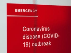 Emergency sign. "Coronavirus disease (COVID-19) outbreak"